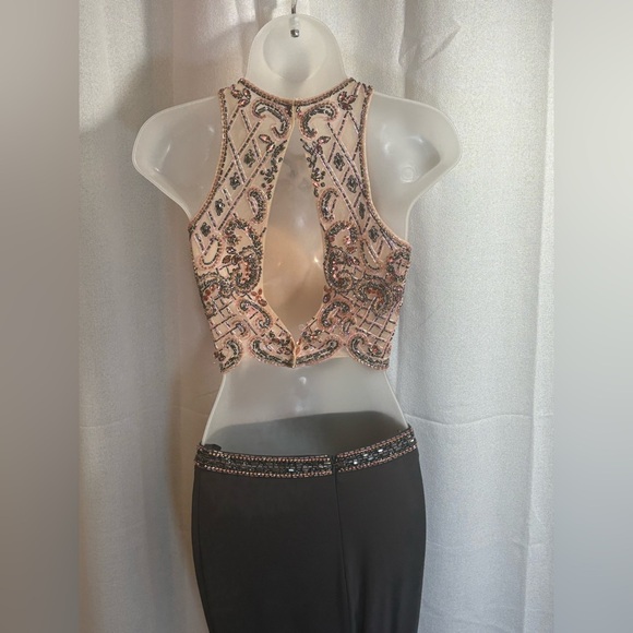 Sherri Hill Shimmery Sleeveless Two Piece Dress 50157 Metallic Pink Beaded Prom - Picture 7 of 16